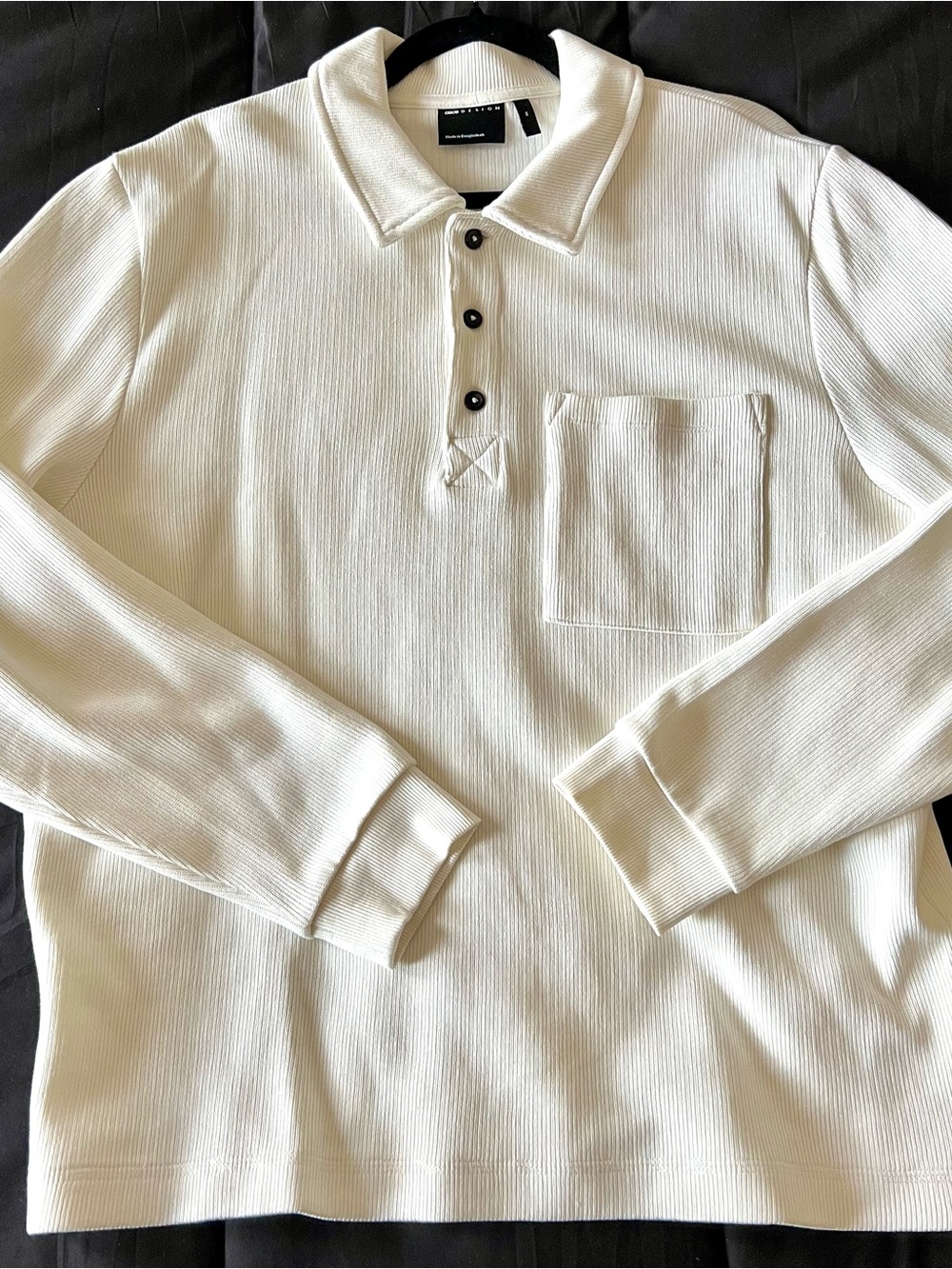 ASOS Men's Long-Sleeve Polo Shirt - Off White Size M